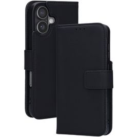 Mobiparts Wallet iPhone 17 Hoesje Echt Leer Bookcase Portemonnee - Zwart