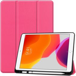 Mobigear Tri-Fold Gel iPad 9 (2021) Hoes TPU,Kunstleer Bookcase + Stylus Houder - Magenta