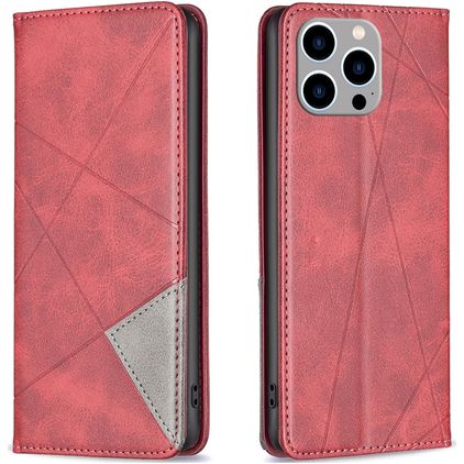 Mobigear Rhombus Slim iPhone 15 Pro Max Hoesje Bookcase - Rood