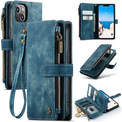 CaseMe C30 iPhone 14 Hoesje Bookcase Portemonnee - Blauw