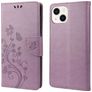 Mobigear Flowers iPhone 14 Hoesje Bookcase Portemonnee - Paars