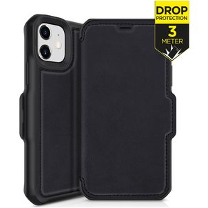 ITSkins HybridFolio iPhone 12 Mini Hoesje Echt Leer Bookcase - Zwart