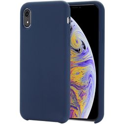 Mobigear Rubber Touch iPhone XR Siliconen Hoesje Backcover - Marineblauw