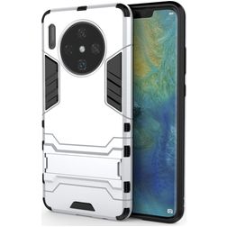 Mobigear Armor Stand Huawei Mate 30 Hoesje Hardcase Backcover Shockproof met Standaard - Zilver