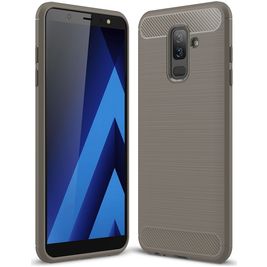 Mobigear Brushed Slim Samsung Galaxy A6 Plus (2018) Hoesje Flexibel TPU Backcover - Grijs Mobigear Brushed Slim Samsung Galaxy A6 Plus (2018) Hoesje Flexibel TPU Backcover - Grijs