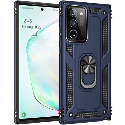 Mobigear Armor Ring Samsung Galaxy Note 20 Hoesje Hardcase Backcover Shockproof met Ringhouder - Blauw