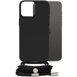 Mobilize Lanyard Gelly iPhone 15 Pro Max Flexibel TPU Hoesje met koord - Zwart