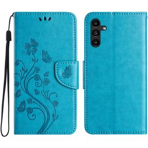 Mobigear Flowers Samsung Galaxy A36 Hoesje Bookcase Portemonnee - Blauw