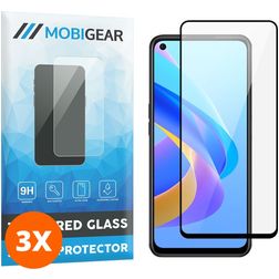 Mobigear Premium OPPO A76 Glazen Screenprotector - Case Friendly - Zwart (3-Pack)