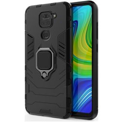 Mobigear Armor Ring Xiaomi Redmi Note 9 Hoesje Hardcase Backcover Shockproof met Ringhouder - Zwart