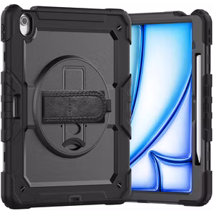 Xccess Survivor Essential iPad Air 13 Inch (2024) Hoes Hard Kunststof,Siliconen Backcover + Standaard - Zwart