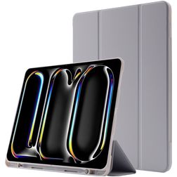 Mobigear Tri-Fold Gel iPad Pro 13 Inch (2024) Hoes TPU,Kunstleer Bookcase + Stylus Houder - Grijs
