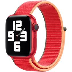 Mobigear Woven Nylon Apple Watch Bandje Klittenbandsluiting - 42/41/40/38 mm - Rood