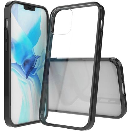 Mobigear Crystal iPhone 12 Hoesje Hardcase Backcover - Zwart / Transparant