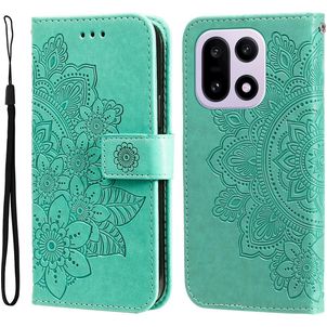 Mobigear Flowers OnePlus 15 Hoesje Bookcase Portemonnee - Groen