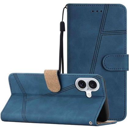 Mobigear Stitch iPhone 17 Hoesje Bookcase Portemonnee - Blauw