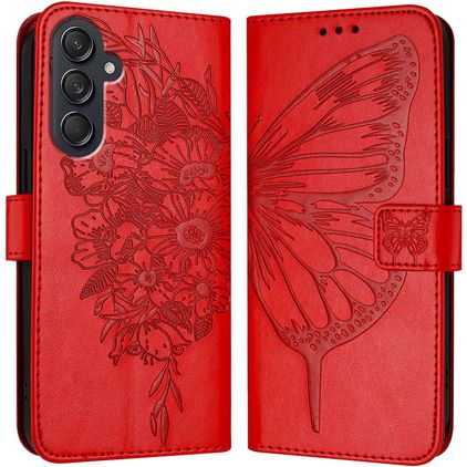 Mobigear Butterfly Samsung Galaxy M55 Hoesje Bookcase Portemonnee - Rood