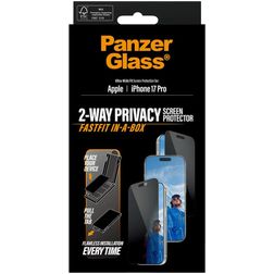 PanzerGlass FastFit iPhone 17 Pro Glazen Screenprotector Privacy - Case Friendly + Installatieframe - Zwart