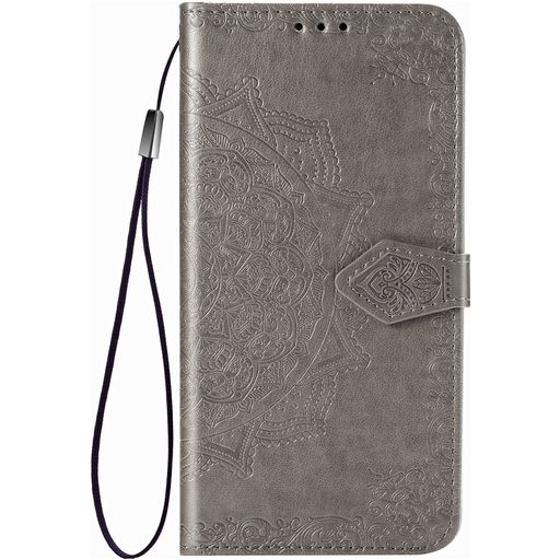 Mobigear Mandala Motorola One Hyper Hoesje Bookcase Portemonnee - Grijs