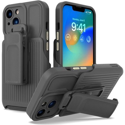Mobigear Explorer iPhone 14 Plus Hoesje Hardcase Backcover Shockproof met Standaard - Grijs