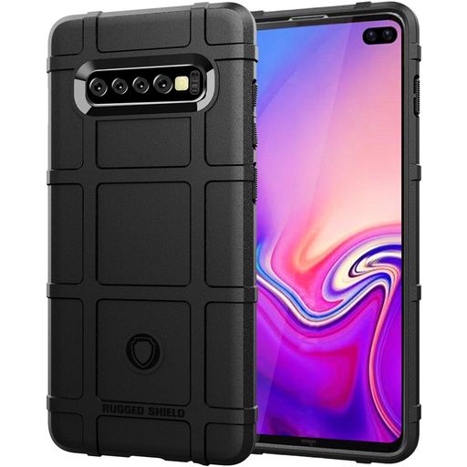 Mobigear Rugged Shield Samsung Galaxy S10 Plus Hoesje Flexibel TPU Backcover Shockproof - Zwart