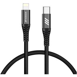 Mobigear Nylon USB-C naar Apple Lightning Kabel 0.4 Meter - Zwart
