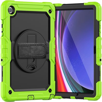 Mobigear SureGrip Xtreme Samsung Galaxy Tab A11 Plus Hoes Hard Kunststof,Siliconen Backcover + Schouderband + Standaard - Groen