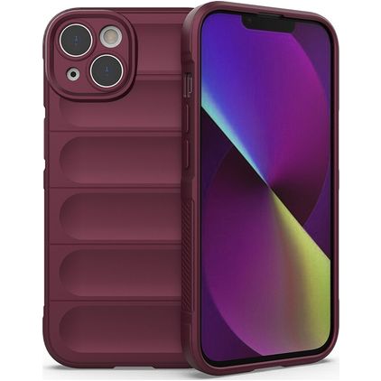 Mobigear Bumpy iPhone 14 Hoesje Flexibel TPU Backcover - Bordeaux Rood