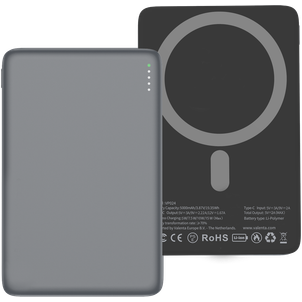Valenta Ultra Slim Single USB-C Powerbank 5.000 mAh 15W - MagSafe Compatible - Grijs