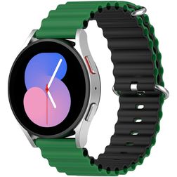 Mobigear Ocean Siliconen Smartwatch Bandje Gespsluiting - Universeel 22 mm connector - Zwart / Groen