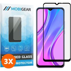 Mobigear Premium Xiaomi Redmi 9 Glazen Screenprotector - Case Friendly - Zwart (3-Pack)