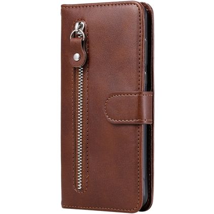 Mobigear Zipper Xiaomi Mi Note 10 Lite Hoesje Bookcase Portemonnee - Bruin