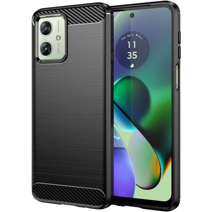 Mobigear Brushed Slim Motorola Moto G54 Hoesje Flexibel TPU Backcover - Zwart