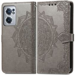 Mobigear Mandala OnePlus Nord CE 2 Hoesje Bookcase Portemonnee - Grijs