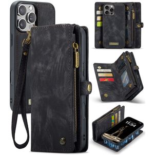 Caseme 008 iPhone 16 Pro Hoesje Uitneembare 2in1 Bookcase Portemonnee - Zwart
