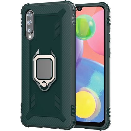 Mobigear Armor Ring Wiko View 4 Lite Hoesje Hardcase Backcover Shockproof met Ringhouder - Groen