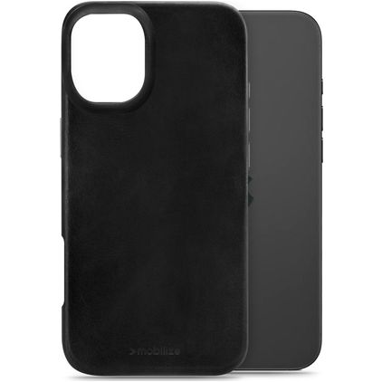 Mobilize Premium iPhone 16 Plus MagSafe Hoesje Echt Leer Backcover - Zwart