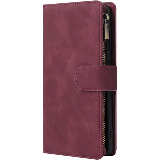 Mobigear Zipper Samsung Galaxy A71 Hoesje Bookcase Portemonnee - Rood