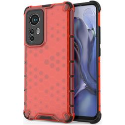 Mobigear Honeycomb Xiaomi 12X Hoesje Hardcase Backcover Shockproof - Rood