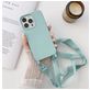 Mobigear Lanyard iPhone 14 Pro Siliconen Hoesje met koord - Turquoise