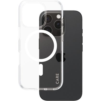 CARE by PanzerGlass Flagship iPhone 16 Pro MagSafe Hoesje Hardcase Backcover - Transparant / Wit
