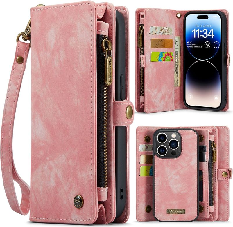 【限定販売】 Caseme 008 iPhone 14 Pro Hoesje Uitneembare 2in1 Bookcase Portemonnee -  Roze 11-8112060 - hoesjesdirect.nl 小物