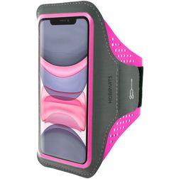Mobiparts Comfort Fit Telefoonhouder Hardlopen iPhone 11 Sport Hoesje Neopreen Sportarmband - Neon Pink