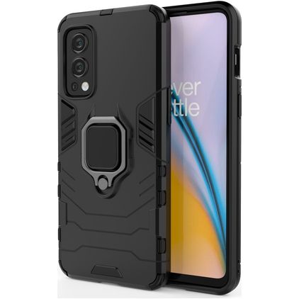 Mobigear Armor Ring OnePlus Nord 2 Hoesje Hardcase Backcover Shockproof met Ringhouder - Zwart