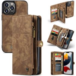 Caseme 008 iPhone 13 Pro Hoesje Uitneembare 2in1 Bookcase Portemonnee - Bruin