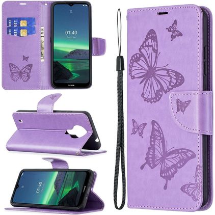 Mobigear Butterfly Nokia 1.4 Hoesje Bookcase Portemonnee - Paars
