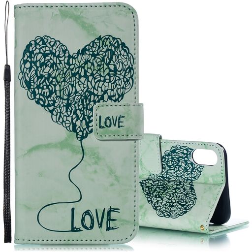 Mobigear Marble iPhone XS Max Hoesje Bookcase Portemonnee - Groen