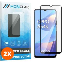Mobigear Premium OPPO A54s Glazen Screenprotector - Case Friendly - Zwart (2-Pack)