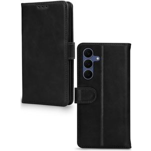 Mobilize Wallet Samsung Galaxy S25 FE Hoesje Echt Leer Bookcase Portemonnee - Zwart