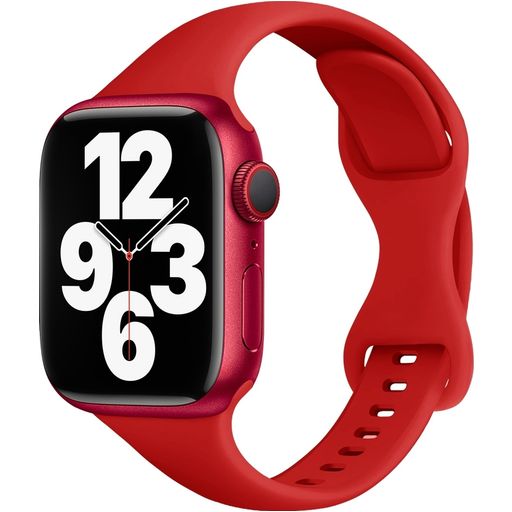 Mobigear Sport Slim Siliconen Apple Watch Bandje Druksluiting - 49/46/45/44 mm - Rood